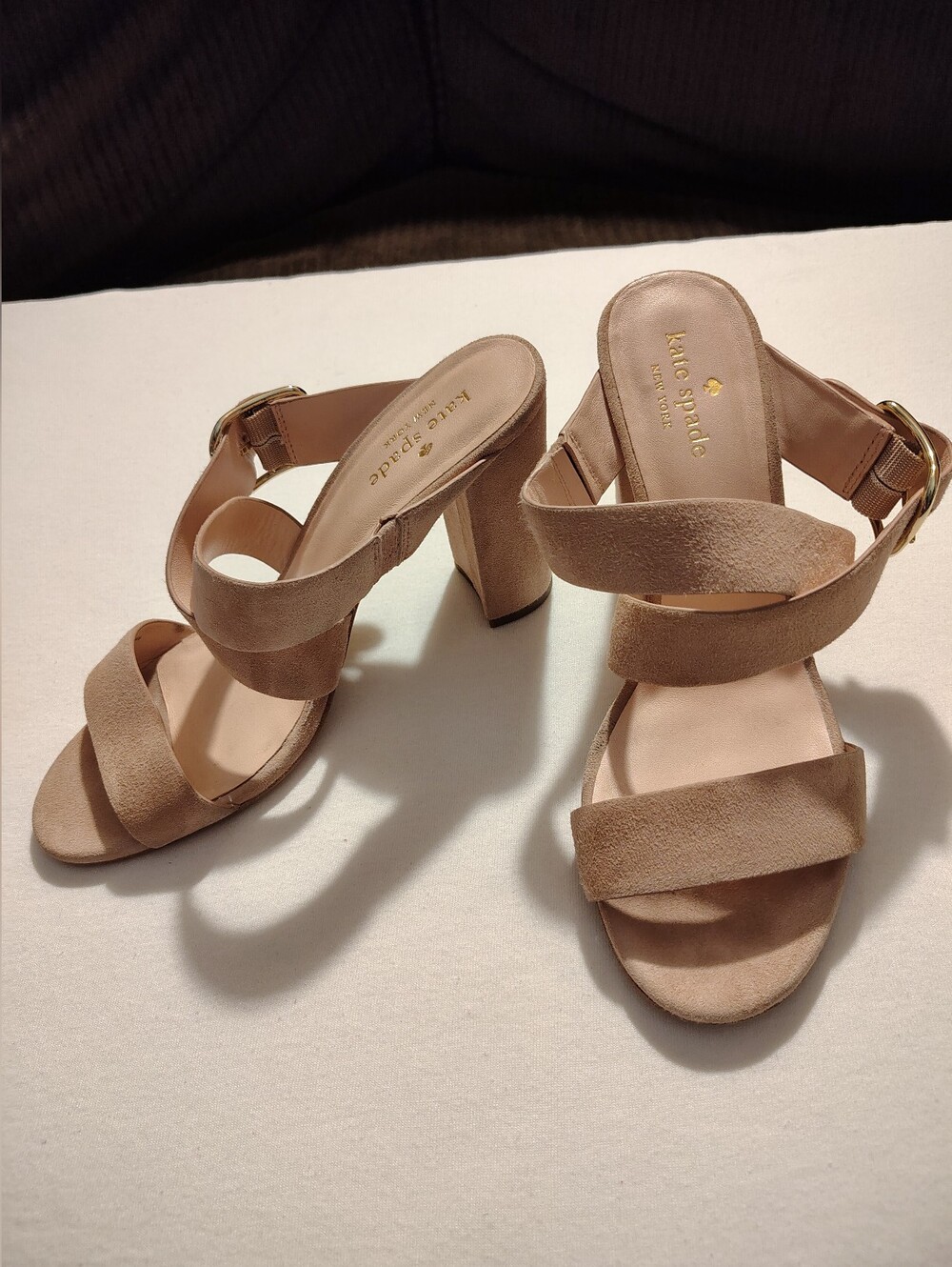 kate spade Pale Pink Suede Block Heel Sandals Size 8